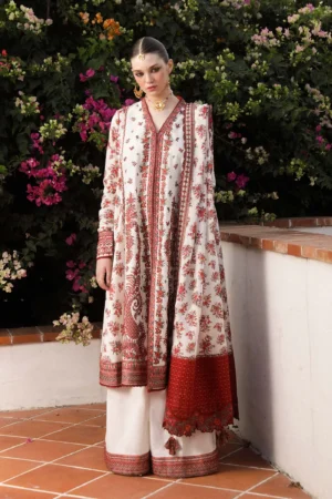 Safaid Zaiba-Eid Stitched Lawn Collection’24 by hussain rehar