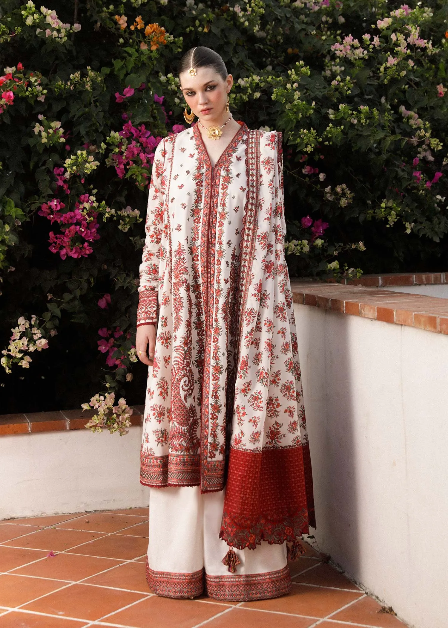 Safaid Zaiba-Eid Stitched Lawn Collection’24 by hussain rehar