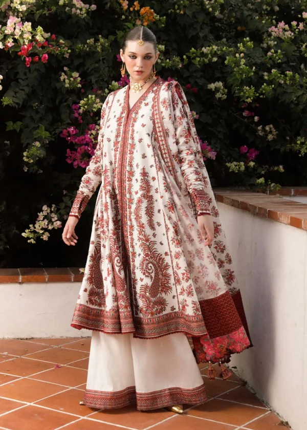 Safaid Zaiba-Eid Stitched Lawn Collection’24 by hussain rehar