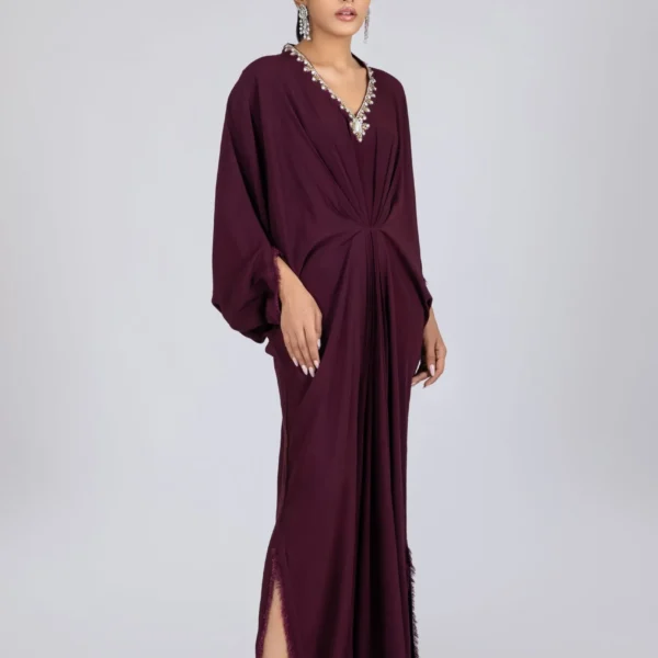 KF-15224-AUBERGINE Kaftans By Ayesha Somaya