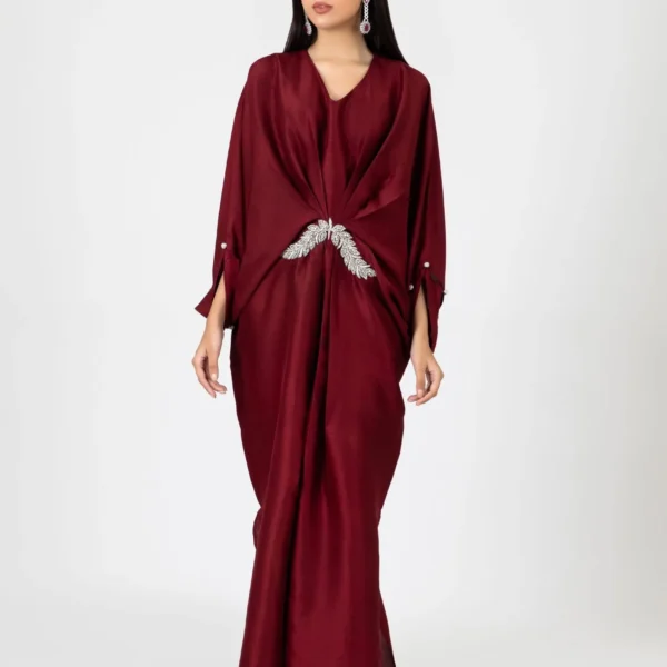 DC# 15161-DEEPRED Kaftans By Ayesha Somaya