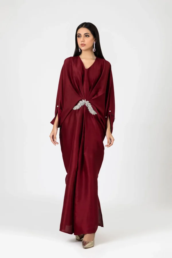 DC# 15161-DEEPRED Kaftans By Ayesha Somaya