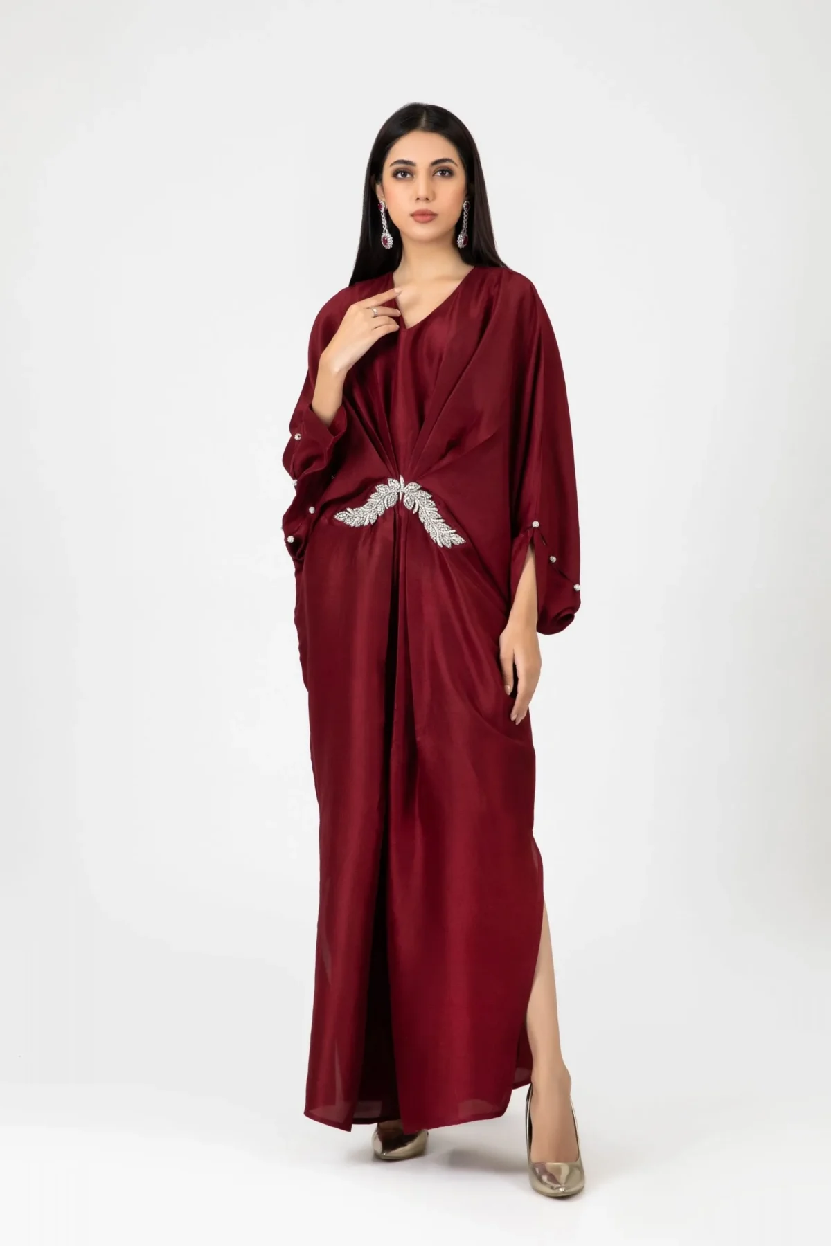 DC# 15161-DEEPRED Kaftans By Ayesha Somaya