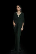 KF-15224-BOTTLE-GREEN Kaftans By Ayesha Somaya