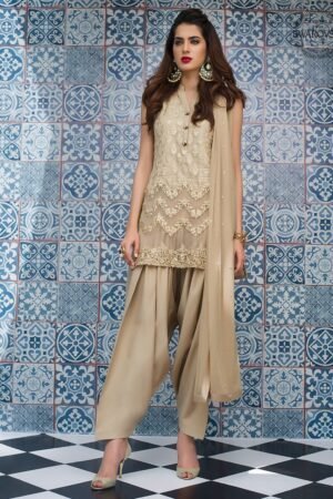 Luxury Pret Golden Beige By Zainab Chottani