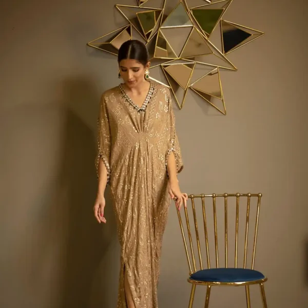 KF-15221-ALMOND Kaftans By Ayesha Somaya