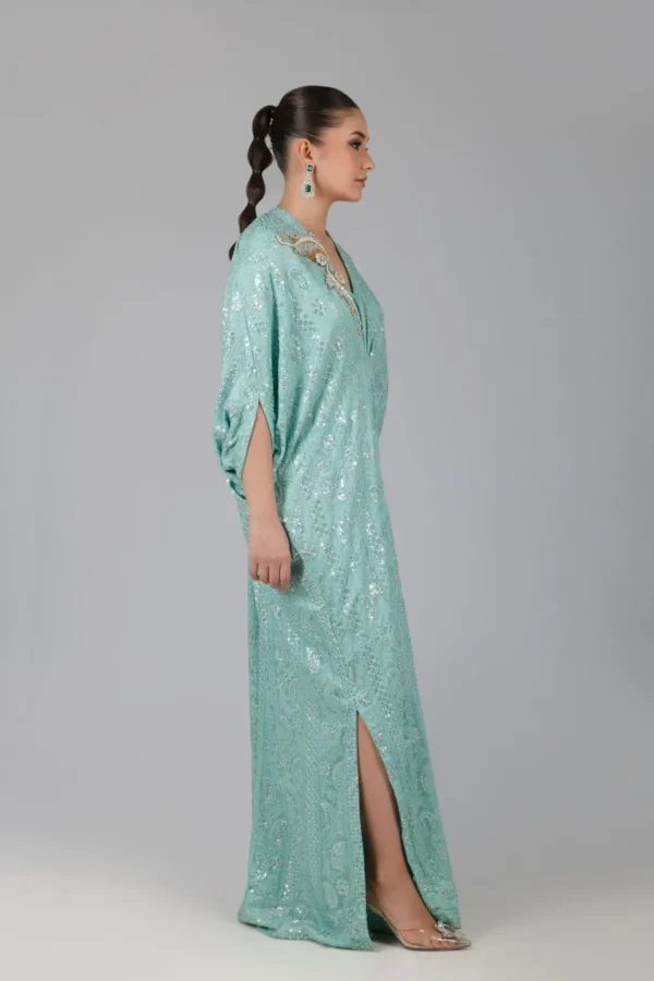 15739-SEAGREEN Kaftans By Ayesha Somaya