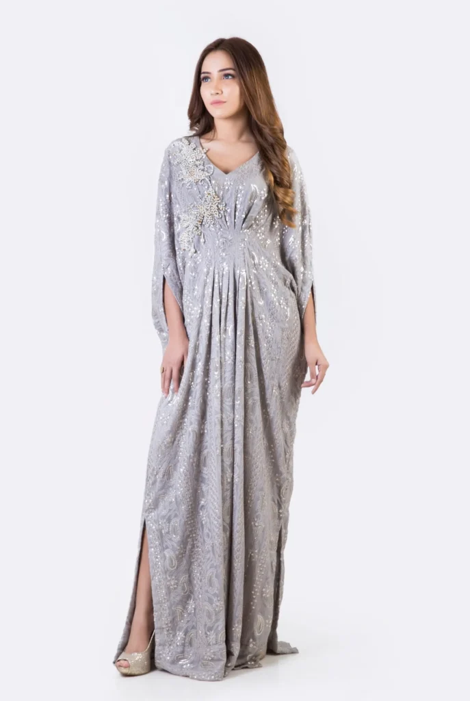 KF# 12813-STEELGREY Kaftans By Ayesha Somaya