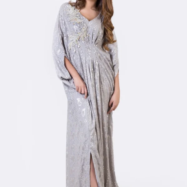 KF# 12813-STEELGREY Kaftans By Ayesha Somaya