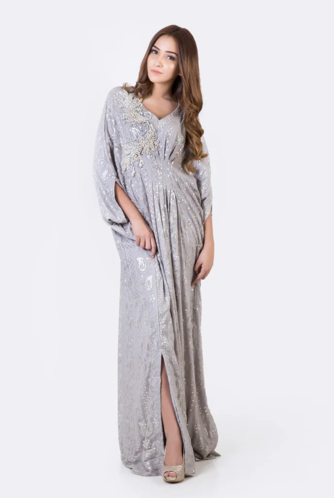 KF# 12813-STEELGREY Kaftans By Ayesha Somaya