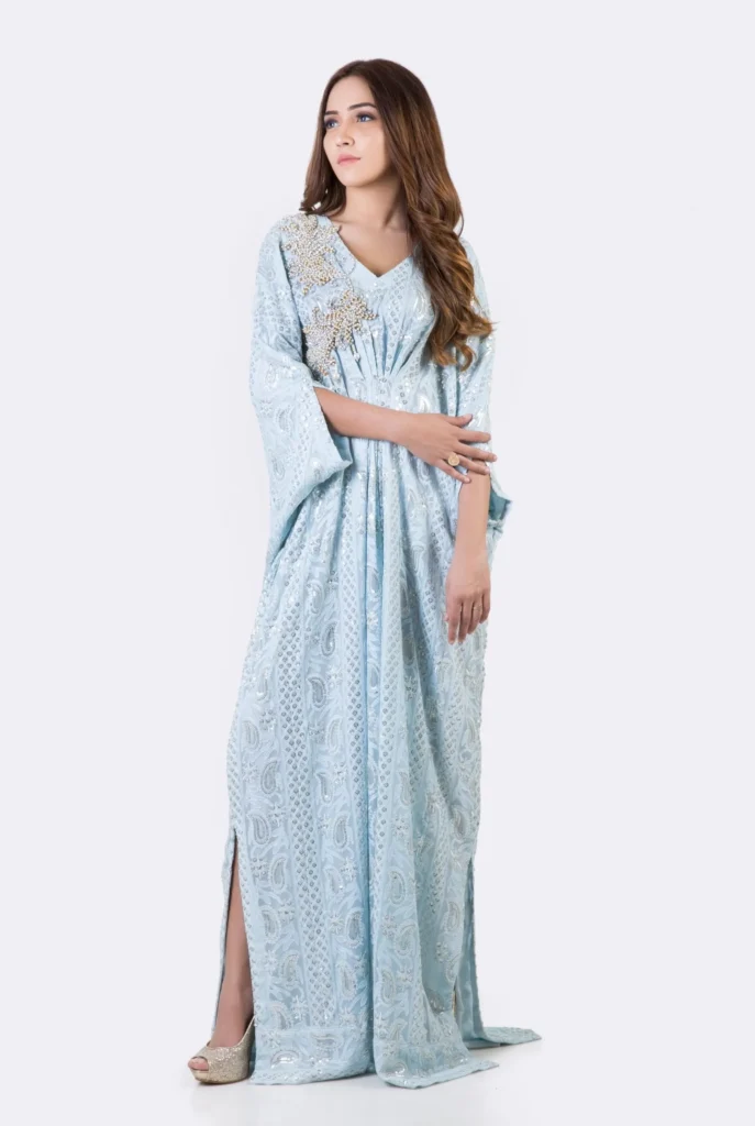 KF# 12813-SKYBLUE Kaftans By Ayesha Somaya