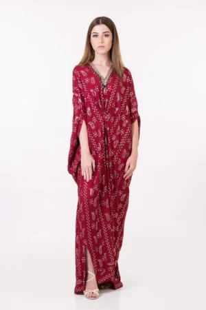 KF# 12813-RED Kaftans By Ayesha Somaya