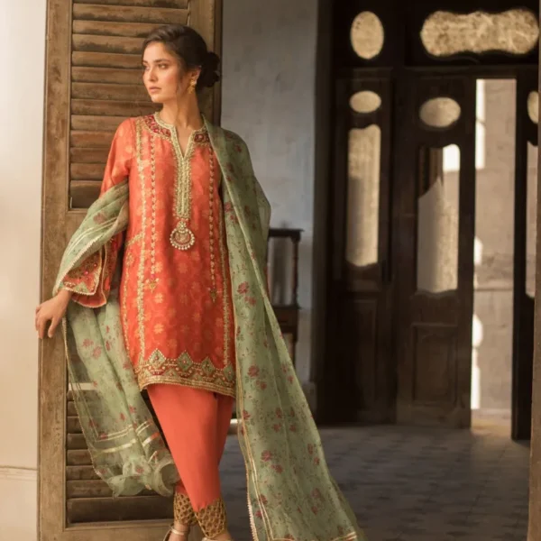 Coral Zari Formals By Sania Maskatiya