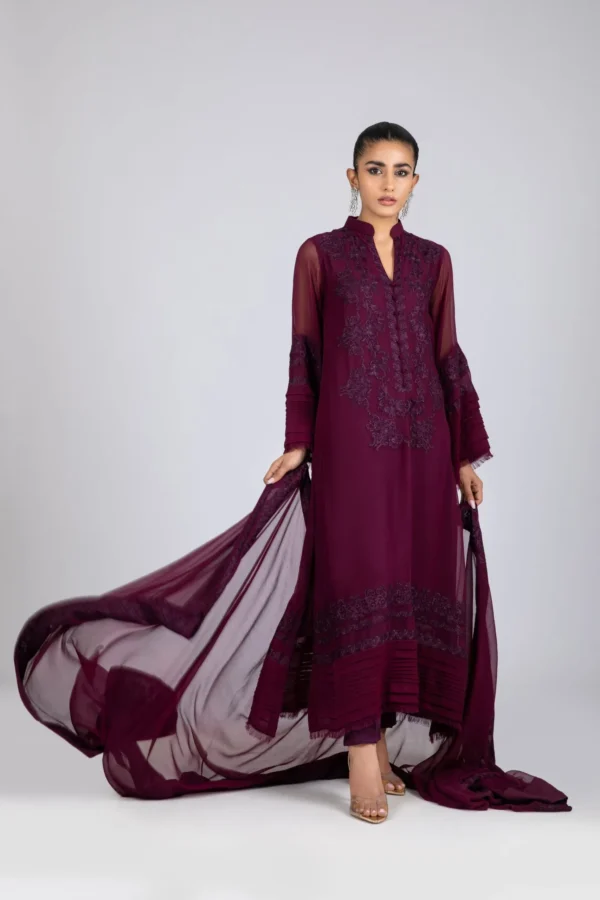 Luxury Pret 16144-Aubergine By Ayesha Somaya