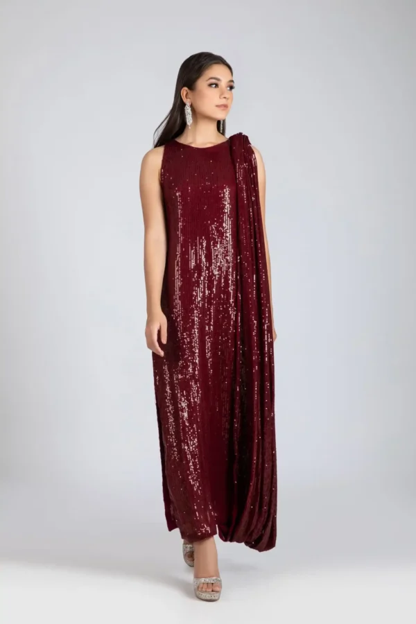 Luxury Pret 30001-DeepMaroon By Ayesha Somaya