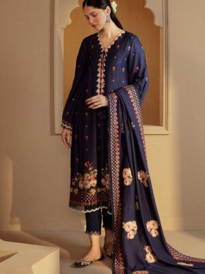 Cross Stitch Sapphire Bliss-3 PC Marina Embroidered Suit