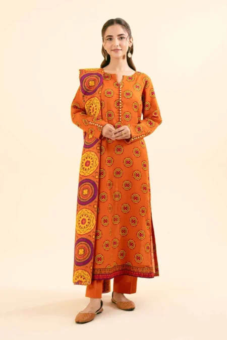 Nishat Linen Winter 24 3 Piece - Printed Suit - 42404946