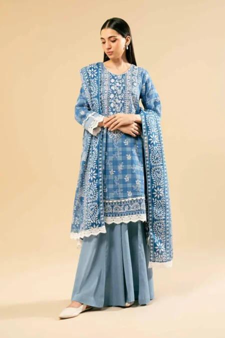 Nishat Linen Winter 24 Printed Embroidered Suit - 42404531