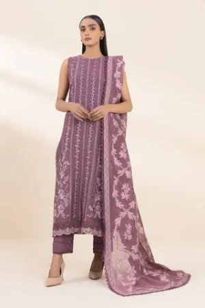 Sapphire Winter 3 Piece - Embroidered Muslin Suit