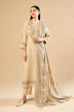 Nishat Linen Winter 24 Printed Embroidered Suit - 42404528