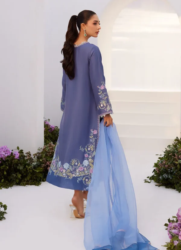 Alo Blue Embroidered Shirt and Dupatta Farah Talib Aziz