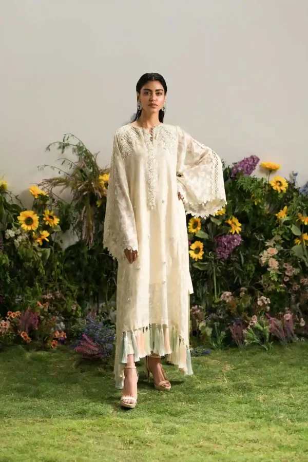 Rainbow Cream Kaftan (D-04) By Kaftan Ammara Khan