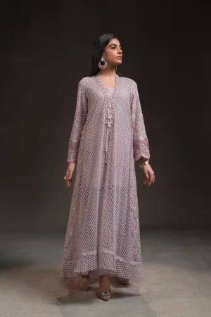 Flowy Lavender Long Shirt (D-01) By Kaftan Ammara Khan