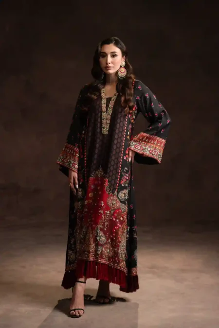 Multi Tassel Black Kaftan (D-01) By Kaftan Ammara Khan