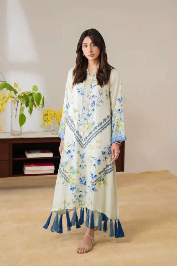 Hilly Floral Tassel Kaftan Set (D-4) By Kaftan Ammara Khan