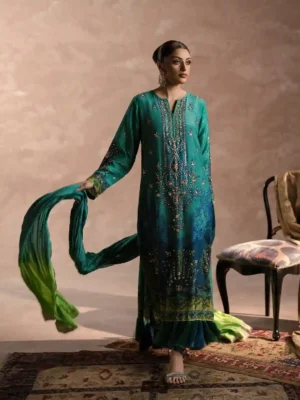 Peacock Garden Kaftan Set (D-01) By Kaftan Ammara Khan