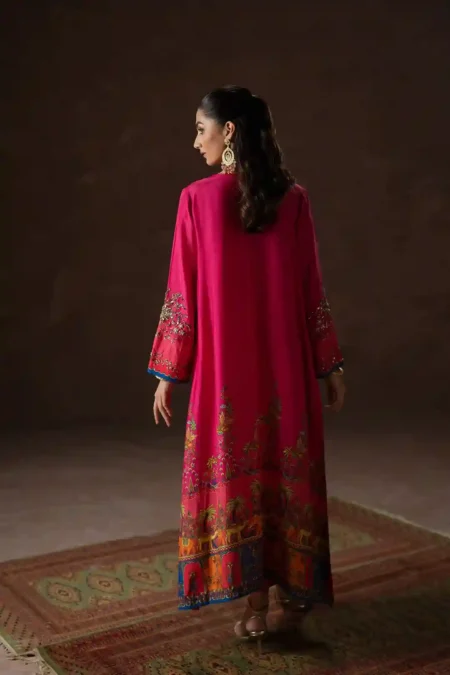 Hot Pink Party Kaftan Set (D-02) By Kaftan Ammara Khan