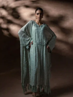 Aqua Tassel Kaftan Set (D-12) By Kaftan Ammara Khan