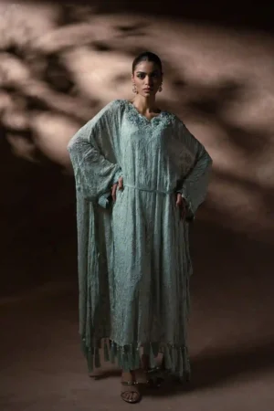 Aqua Tassel Kaftan Set (D-12) By Kaftan Ammara Khan