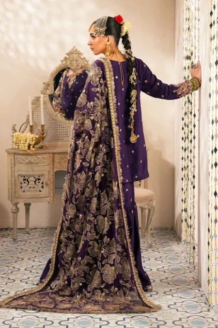 Maria B Embroidered Raw Silk Suit | SF-W24-06