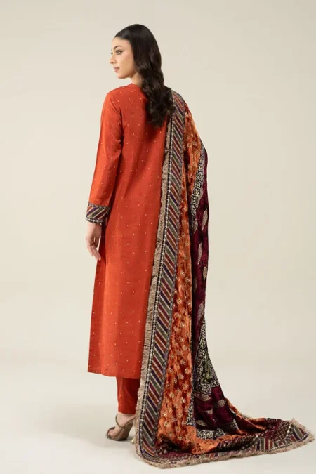 Maria B Embroidered Raw Silk Suit | SF-W24-30