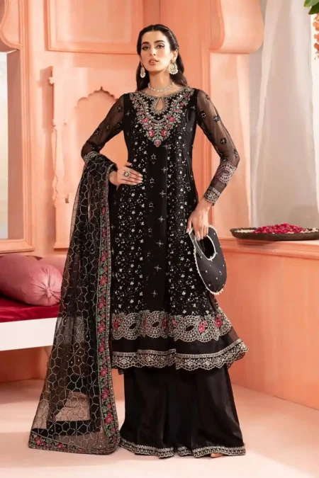 Maria B Embroidered Bamber Chiffon Suit | SF-PF24-01