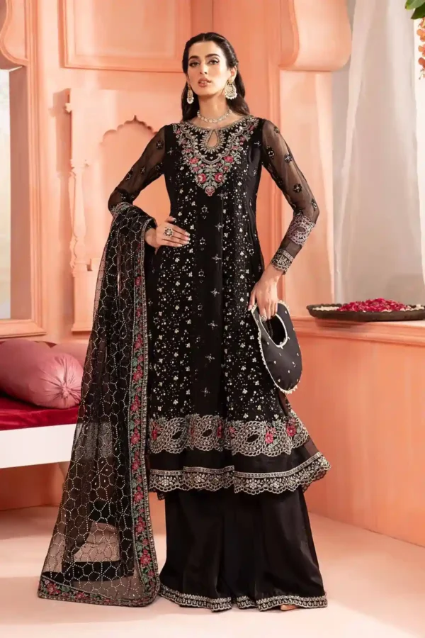 Maria B Embroidered Bamber Chiffon Suit | SF-PF24-01