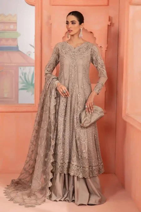 Maria B 3 Piece Embroidered Net Suit | SF-PF24-03