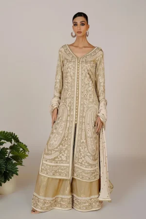 Rafa Gold Coat By Rizwan Beyg Shahaana