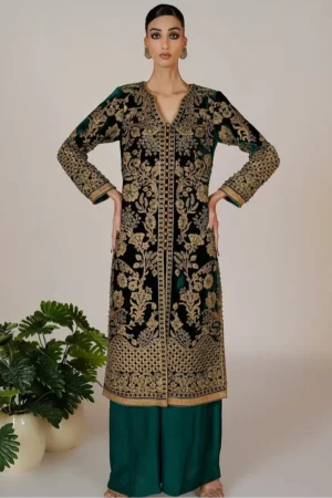 Rafael Green Coat By Rizwan Beyg Shahaana