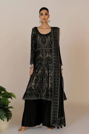 Saleena Black Pishwas By Rizwan Beyg Shahaana