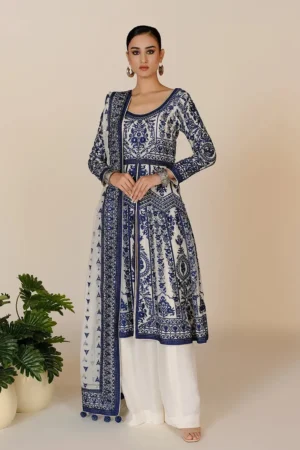 Saleena Blue Pishwas By Rizwan Beyg Shahaana