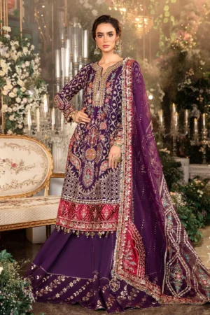 Maria B Embroidered Raw Silk Suit | BD-2903