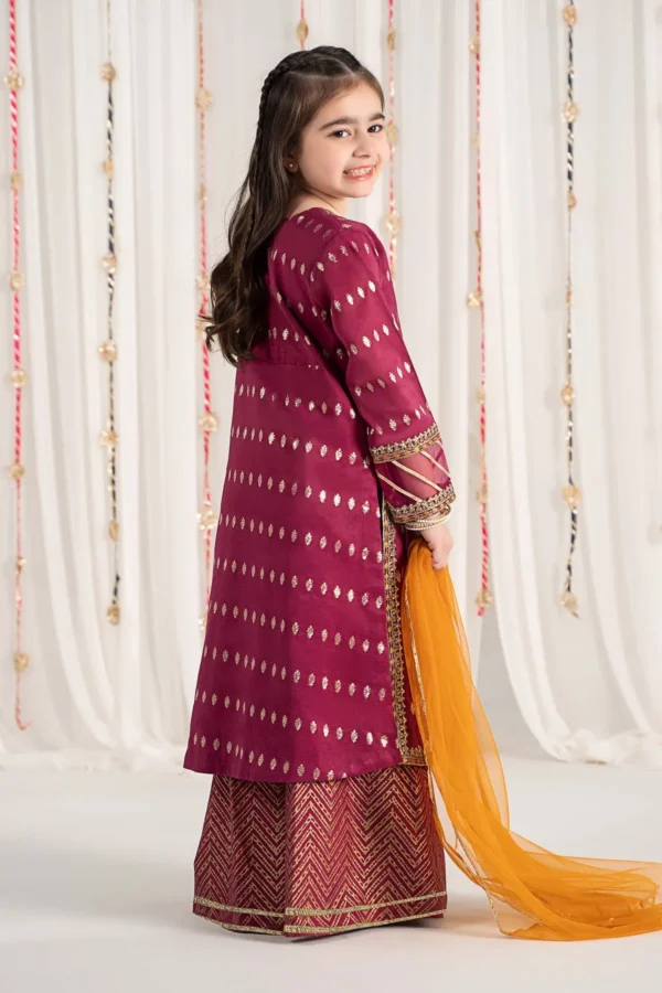 Maria B Kids Embroidered Raw Silk Suit | MKS-EF25-30 - Image 2