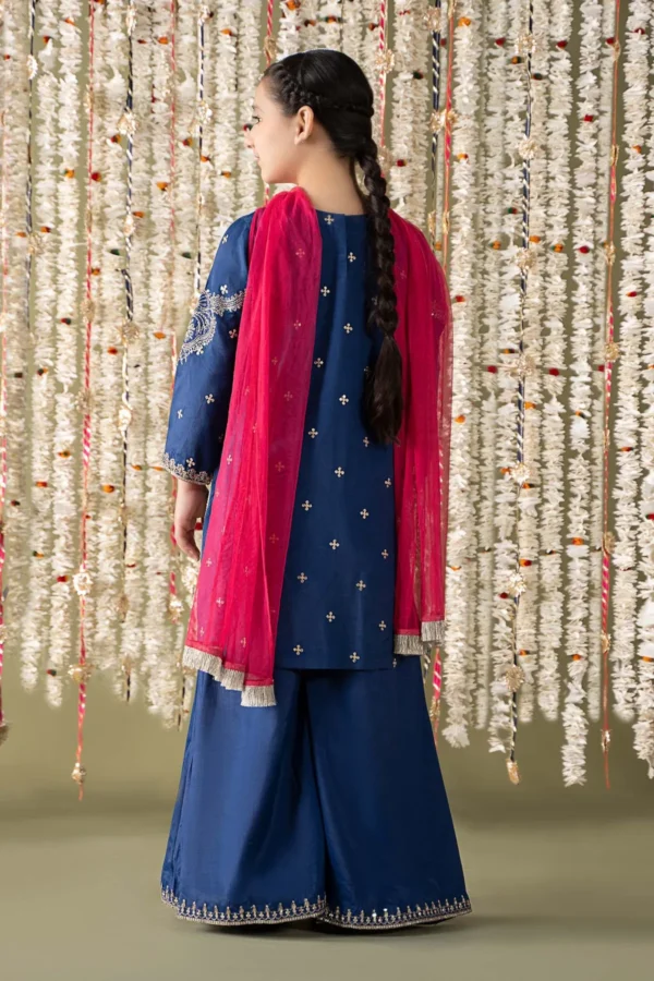 Maria B Kids Embroidered Raw Silk Suit | MKS-EF25-27