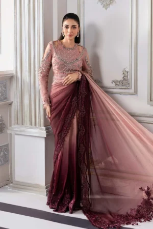 Maria B Embroidered Chiffon Saree | BD-3001