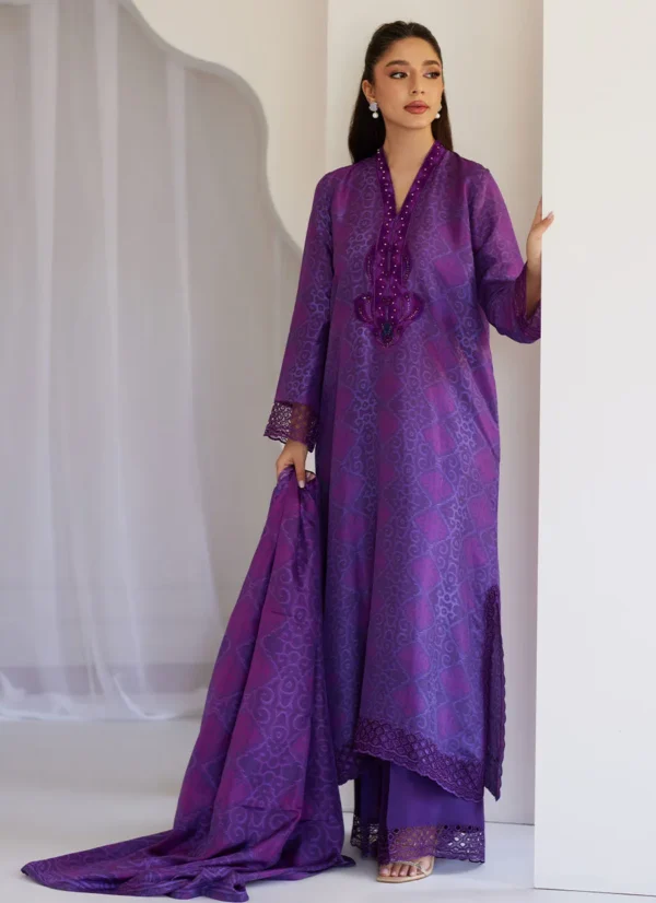 Farah Talib Aziz Tara Eid Luxe 25 - Amity Purple Shirt And Dupatta