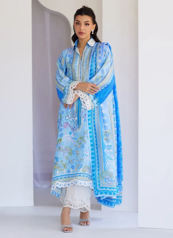 Farah Talib Aziz Tara Eid Luxe 25 - Zadie Blue Shirt And Dupatta