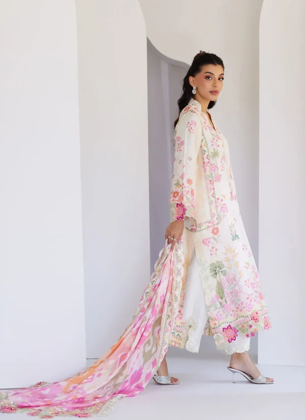 Farah Talib Aziz Tara Eid Luxe 25 - Faye Ivory Shirt And Dupatta