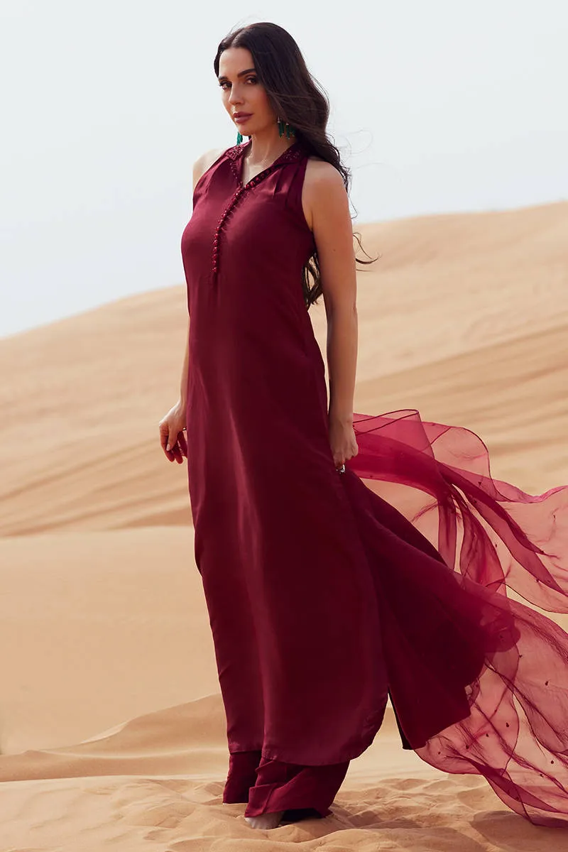 Zainab Salman Silk Solids 26 - Cherry Rouge